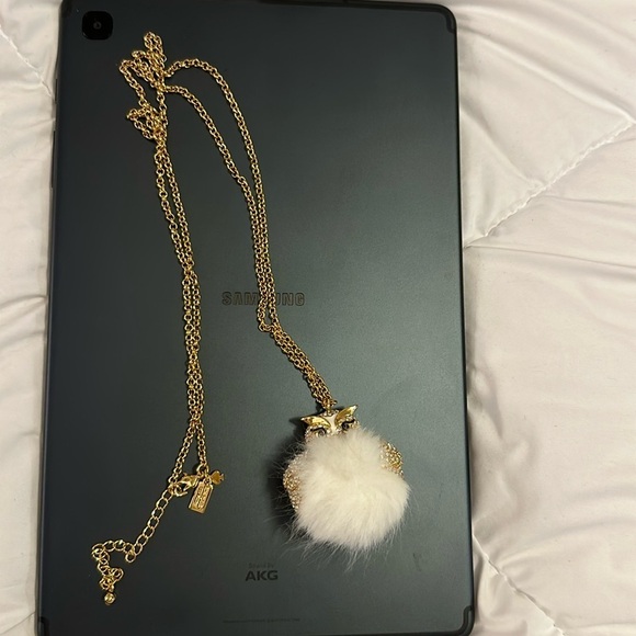 kate spade Jewelry - Kate Spade Bright Owl Rhinestone Pendant Long gold tone faux fur Necklace
